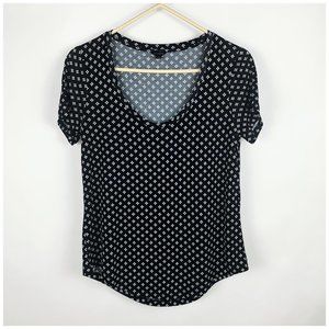 Ann Taylor Black White Scoop Neck Top S